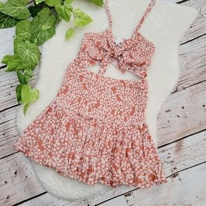 Mable Shirred Ditsy Floral Skirt and Top Set Size Small